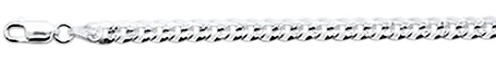 100-4MM Flat Pave Curb Chain .925 Solid Sterling Silver Available in 8"- 30" inches NEW