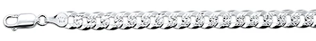 160-6.4MM Flat Pave Curb Chain .925 Solid Sterling Silver Available in 8"- 30" inches NEW