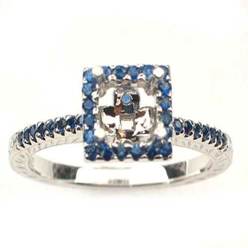 <span>GEMSTONE CLOSEOUT! </span> 14kt White Gold Blue Sapphire Semi Mount Ring