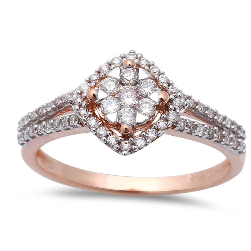 <span>DIAMOND CLOSEOUT! </span> .37ct Halo Round Diamond Solitaire Engagement Wedding Ring 14kt Rose Gold