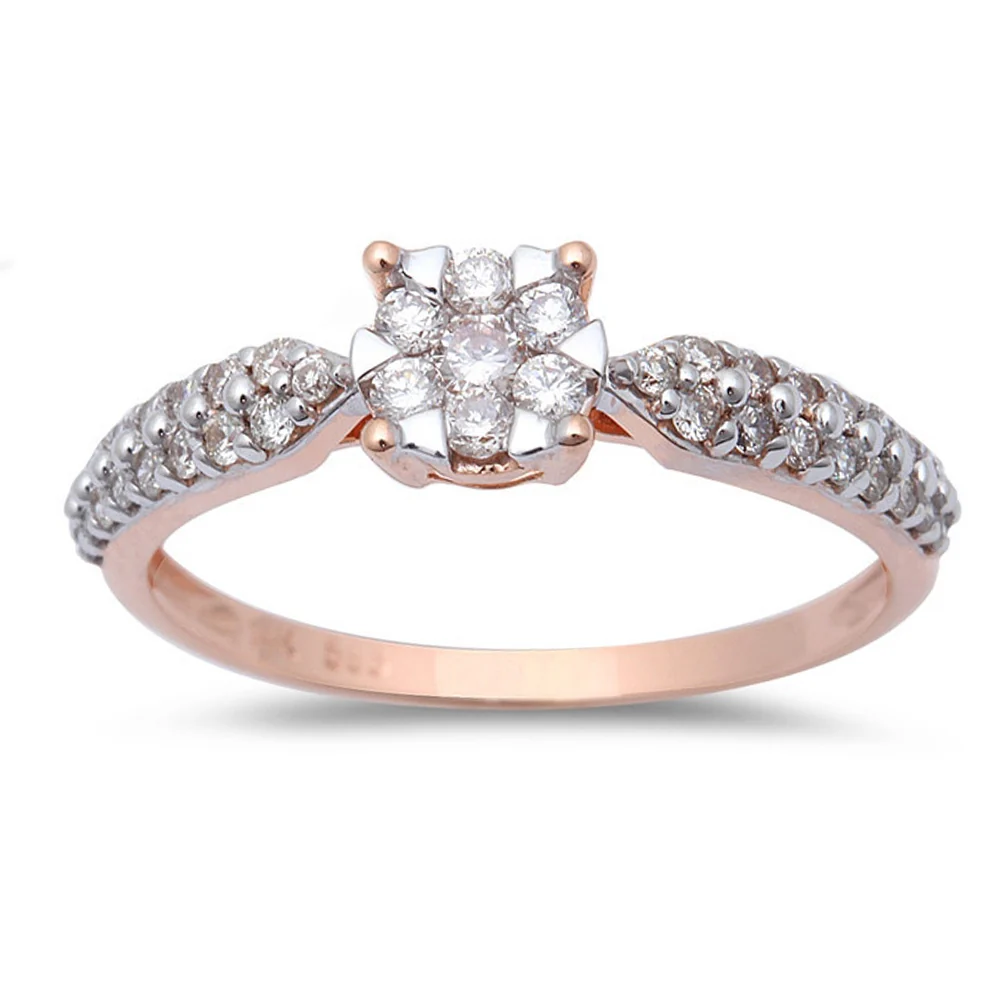 <span>DIAMOND CLOSEOUT! </span> .36ct Halo Round Diamond Solitaire Engagement Wedding Ring 14kt Rose Gold