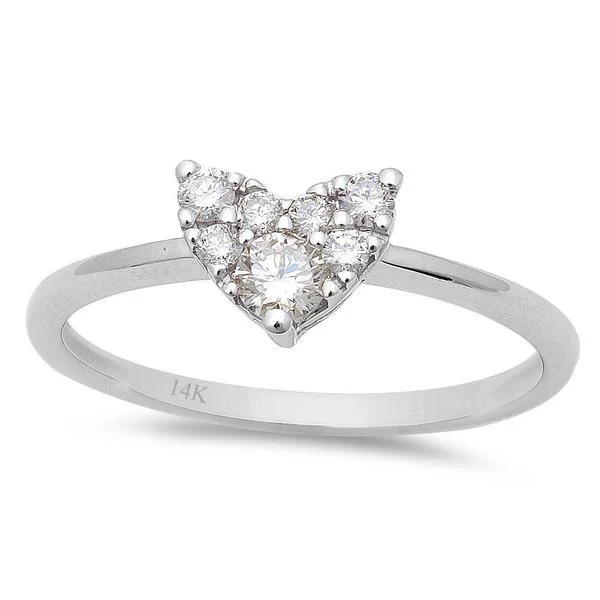 <span>DIAMOND CLOSEOUT! </span>14kt White Gold .29CT Heart Shaped Solitaire Engagement Promise Ring Size 6.5