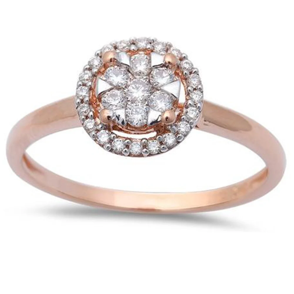 <span style="color:purple">SPECIAL!</span> .24ct Halo Round Diamond Solitaire Engagement Wedding Ring 14kt Rose Gold