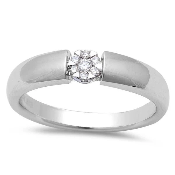 <span>DIAMOND CLOSEOUT! </span> .07ct Modern Round Diamond Wedding Band 14kt White gold