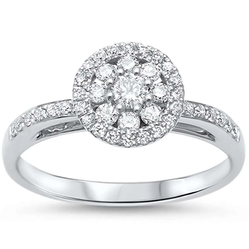 <span>DIAMOND CLOSEOUT! </span>.35ct F SI 14kt White Gold Round Diamond Art Deco Designer Engagement Ring