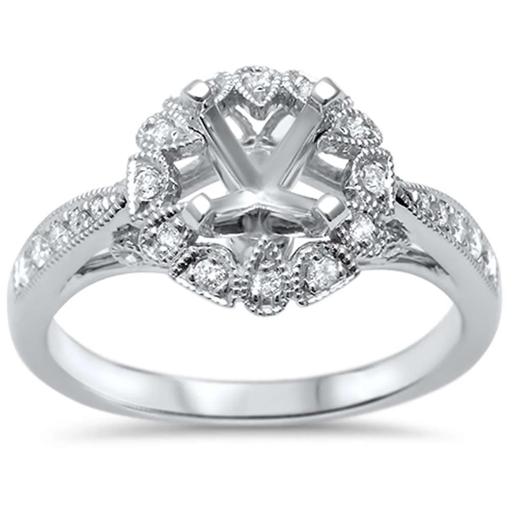 <span>DIAMOND CLOSEOUT! </span>.21ct F SI 14kt White Gold Diamond Semi Mount Ring Size 6.5