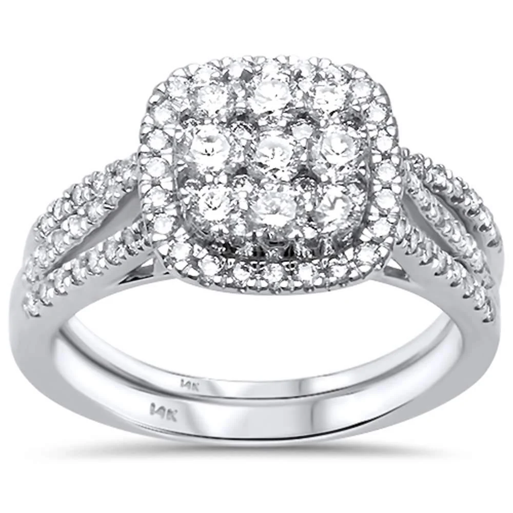 <span>DIAMOND CLOSEOUT! </span>1.01ct 14K White Gold Square Shape Diamond Engagement Bridal Set Rings