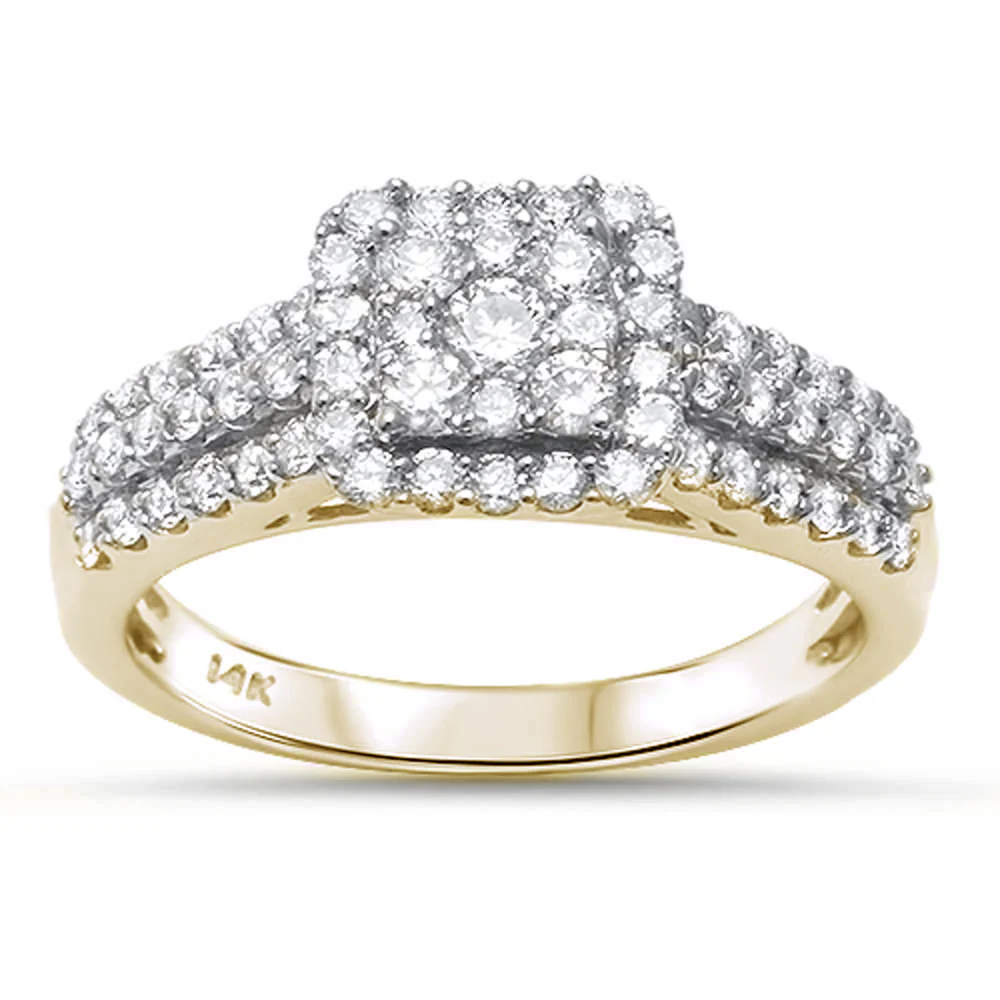 <span>DIAMOND CLOSEOUT! </span> .93ct 14k Yellow Gold Diamond Square Engagement Wedding Ring Size 6.5