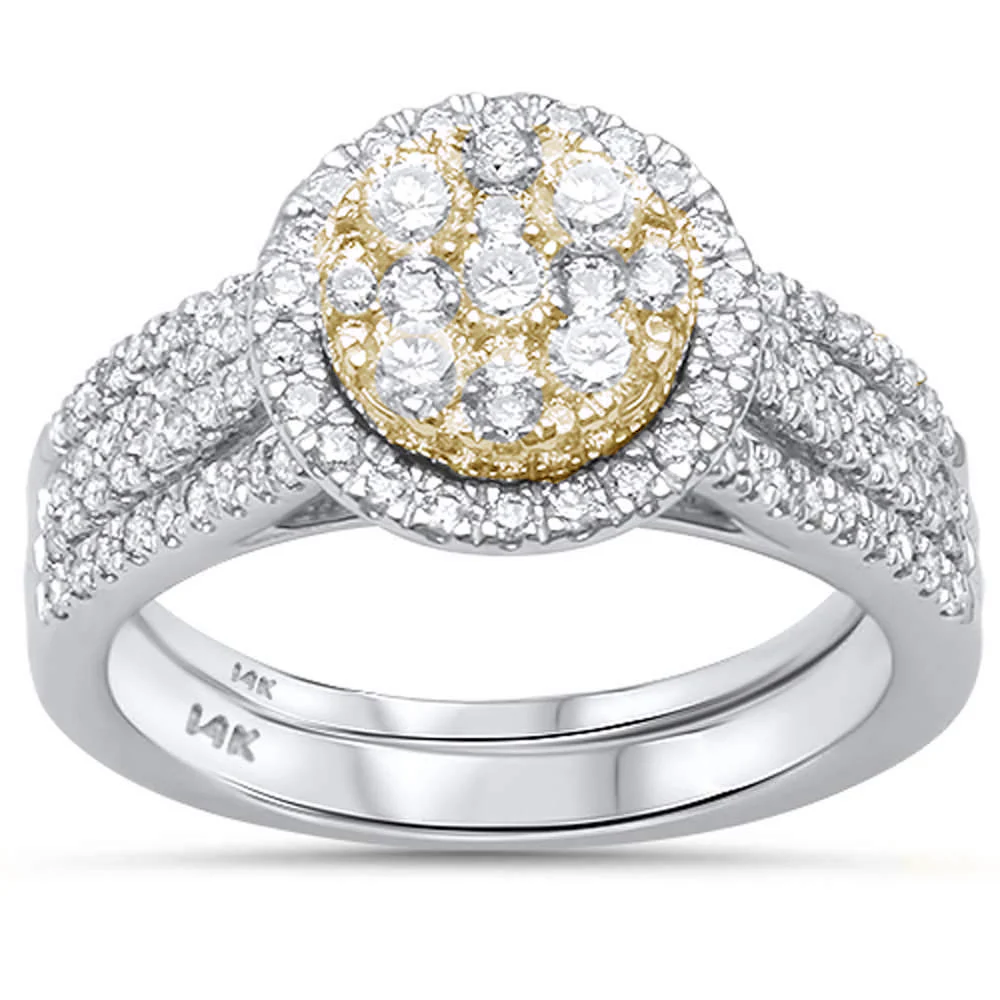 <span>DIAMOND CLOSEOUT! </span>1.0ct 14k Two Tone Diamond Engagement Bridal Set Ring size 6.5