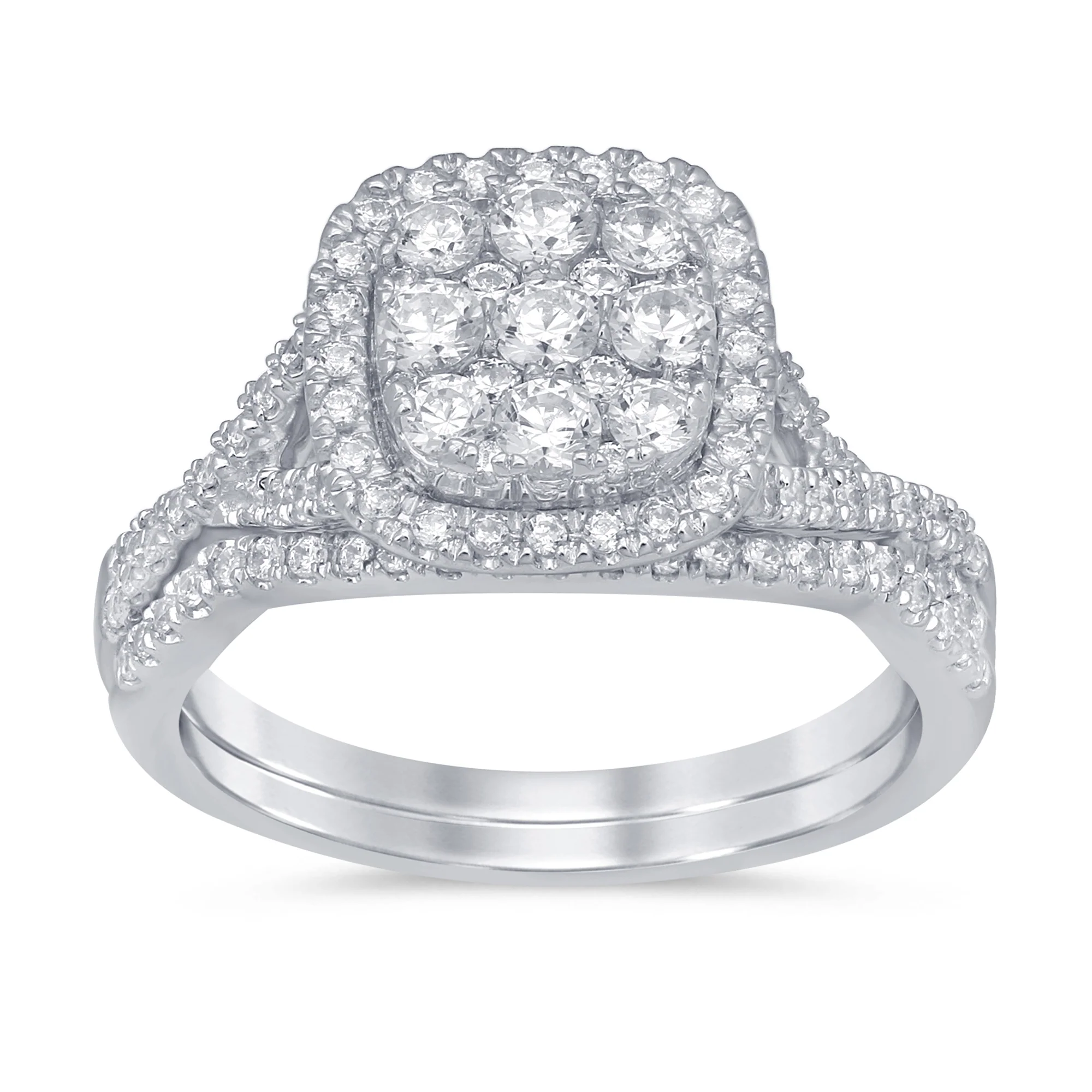 <span>DIAMOND CLOSEOUT! </span> .99ct 14k White Gold Square Diamond Engagement Wedding Ring Size 6.5