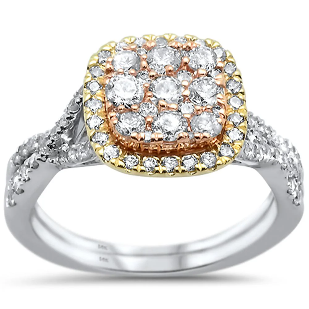 <span>DIAMOND CLOSEOUT! </span> 1.04ct 14k Three tone Gold Infinity Diamond Engagement Ring Set Size 6.5