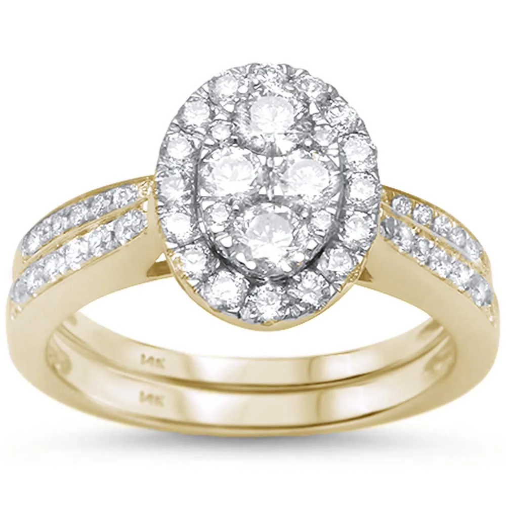 <span>DIAMOND CLOSEOUT! </span> 1.01ct 14k Yellow Gold Oval Diamond Engagement Ring Bridal Set Size 6.5