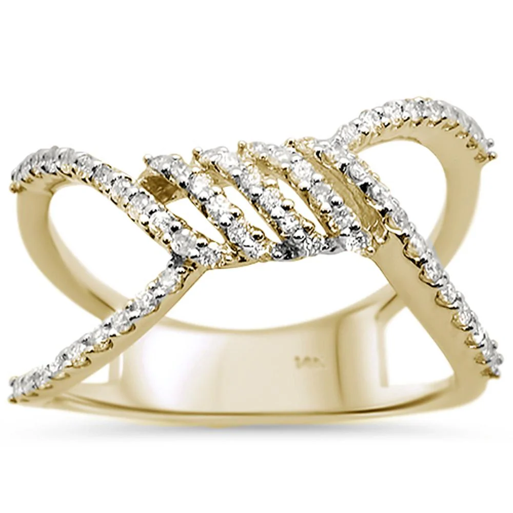 <span>DIAMOND CLOSEOUT! </span> .31cts 14k Yellow Gold Modern Unique Diamond Ring Size 6.5
