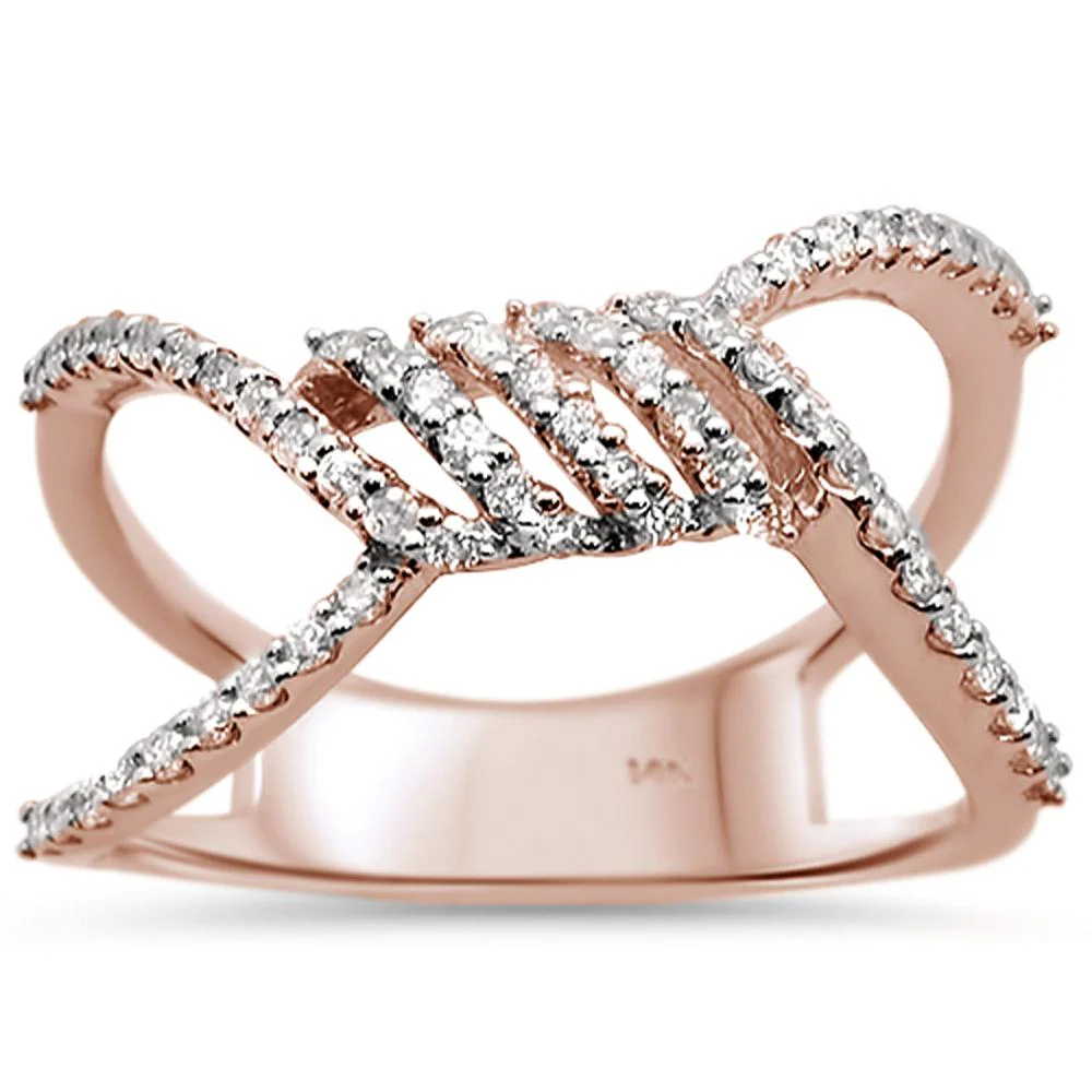 <span>DIAMOND CLOSEOUT! </span>0.31cts 14k Rose Gold Modern Unique Diamond Ring Size 6.5