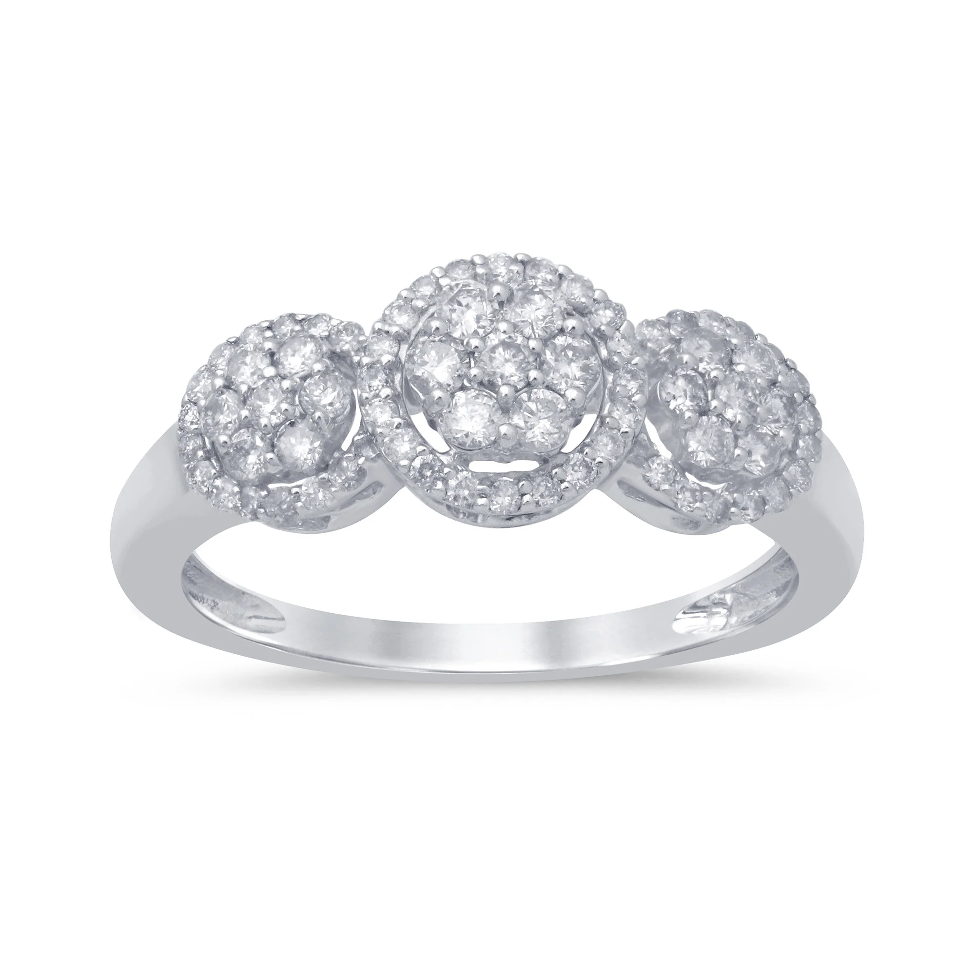 <span>DIAMOND CLOSEOUT! </span> .51ct 14kt White Gold Round Diamond Three Stone Engagement Aniversary Ring