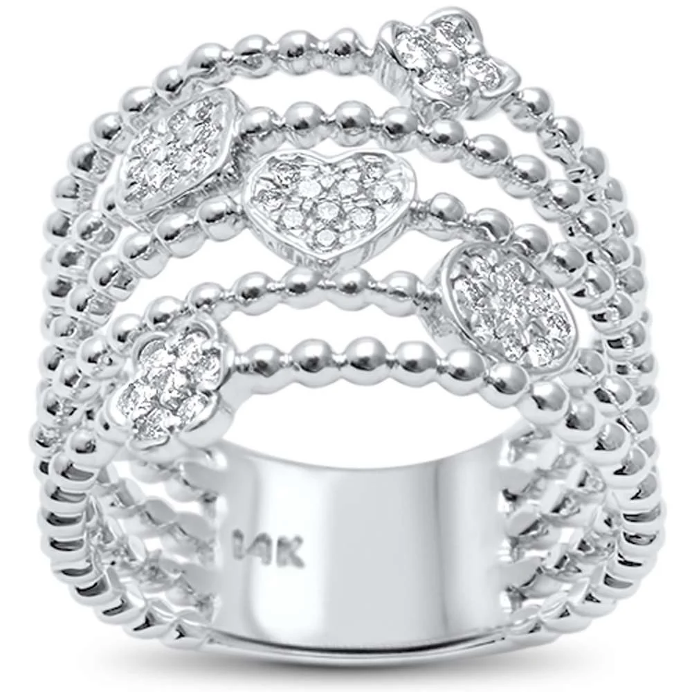 <span>DIAMOND CLOSEOUT! </span>.25ct 14kt White Gold Trendy Multi Beaded Layered Diamond Ring Size 6.5