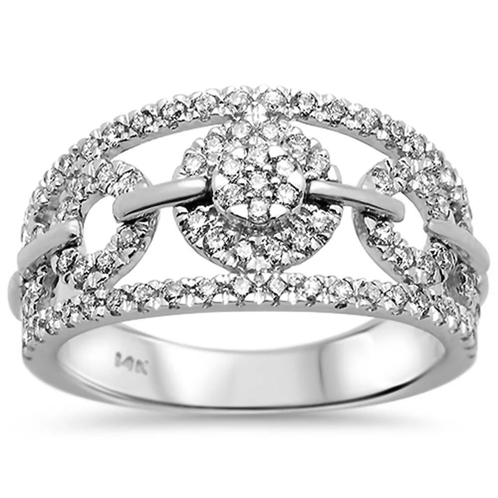 <span>DIAMOND  CLOSEOUT! </span>.61ct 14k White Gold Diamond Statement Ring Size 6.5
