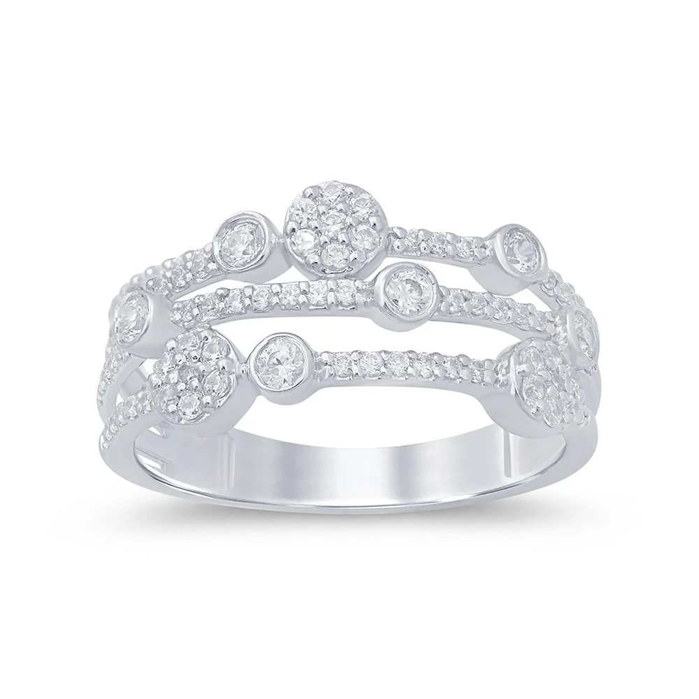 <span>DIAMOND CLOSEOUT! </span>.50ct 14k White Gold Multi Layer Diamond Ring Band Size 6.5