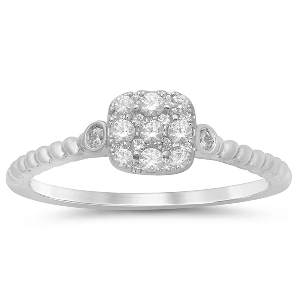 <span>DIAMOND CLOSEOUT! </span>.26ct 14k White Gold Diamond Engagement Promise Ring Size 6.5