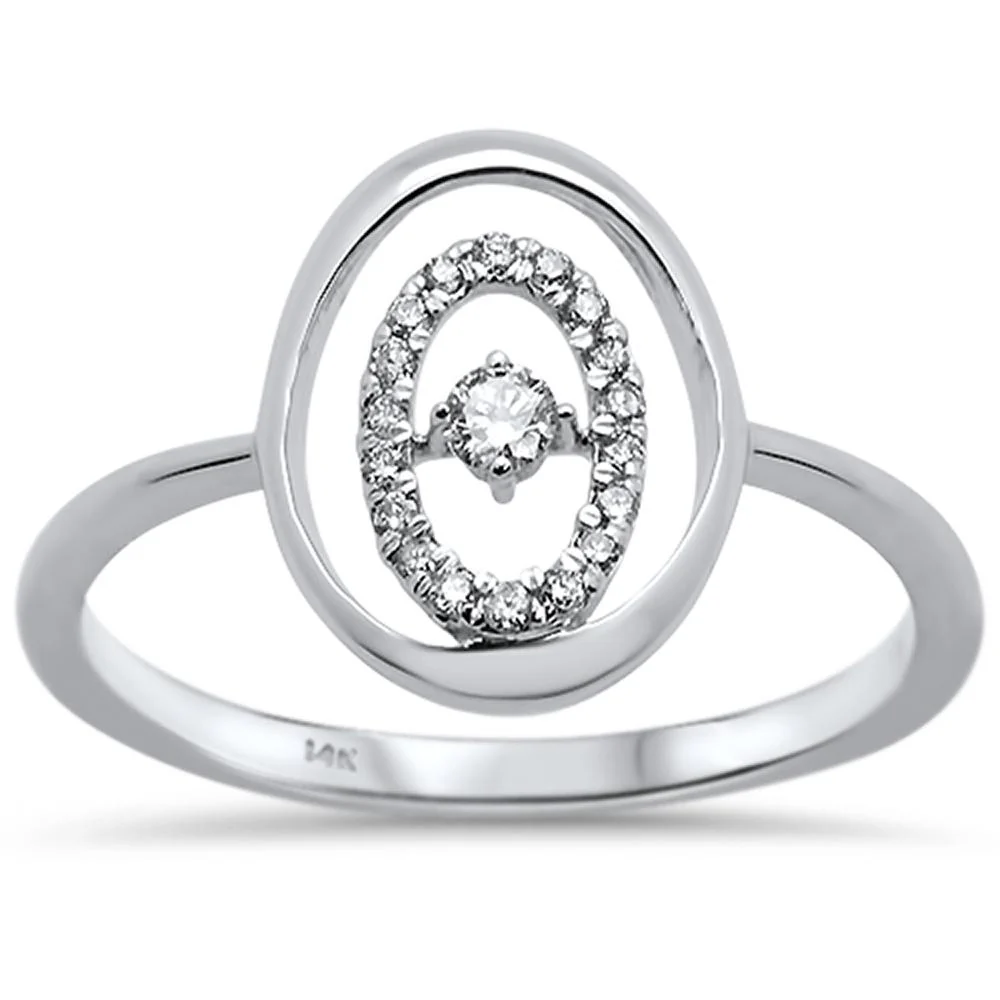 <span>DIAMOND CLOSEOUT! </span>.13ct 14k White Gold Diamond Oval Trendy Ring Size 6.5
