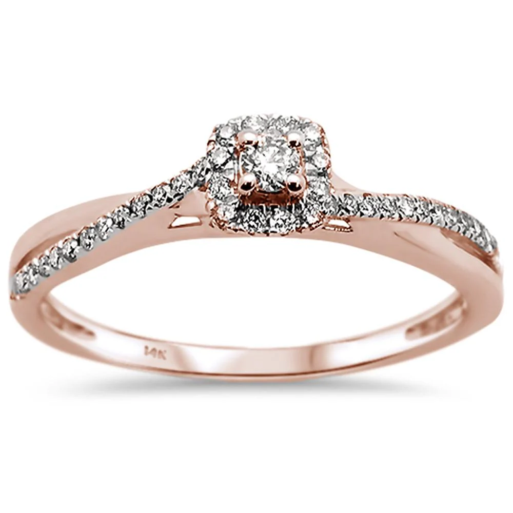 <span>DIAMOND CLOSEOUT! </span>.22ct 14k Rose Gold Diamond Engagement Promise Ring Size 6.5