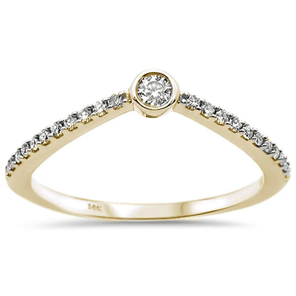 <span>DIAMOND CLOSEOUT! </span>.17ct 14k Yellow Gold Diamond Chevron Trendy Ring Size 6.5