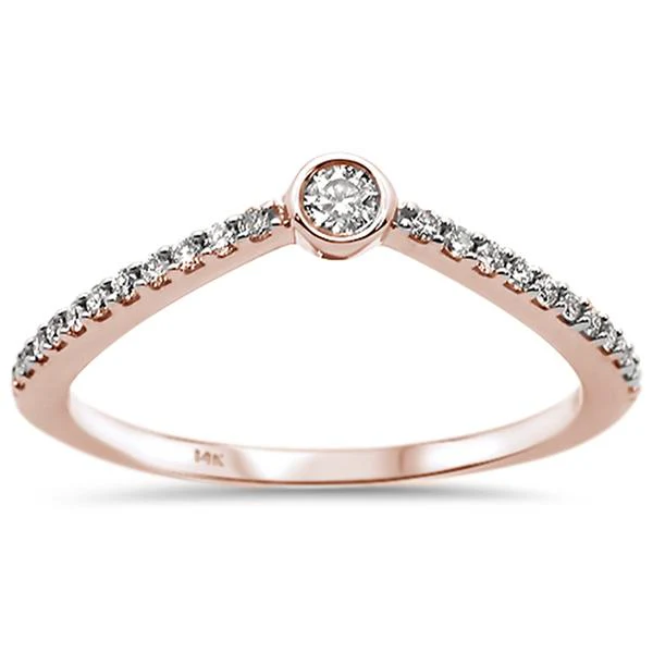 <span>DIAMOND CLOSEOUT! </span>.17ct 14k Rose Gold Diamond Chevron Trendy Ring Size 6.5
