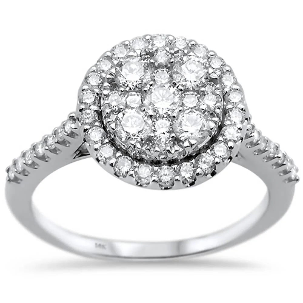 <span>DIAMOND CLOSEOUT! </span>.92ct 14k White Gold Round Diamond Engagement Rinze 6.5