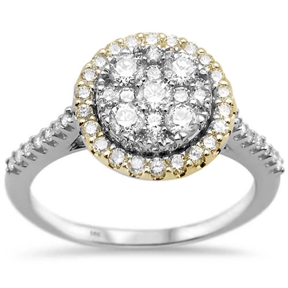 <span>DIAMOND  CLOSEOUT! </span>.93ct 14k Two Tone Round Diamond Solitaire Engagement Ring Size 6.5