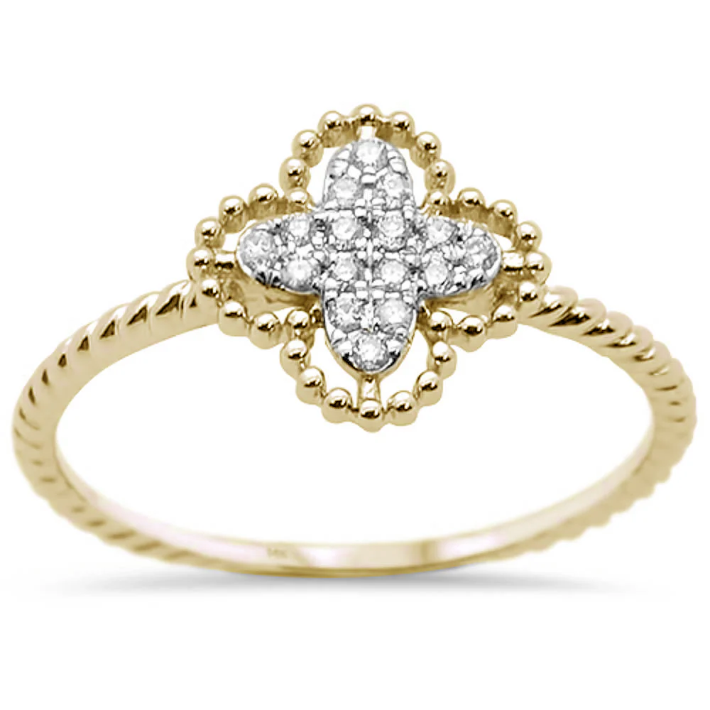 .08ct G SI 14KT Yellow Gold Diamond Flower Trendy Diamond Ring Size 6.5