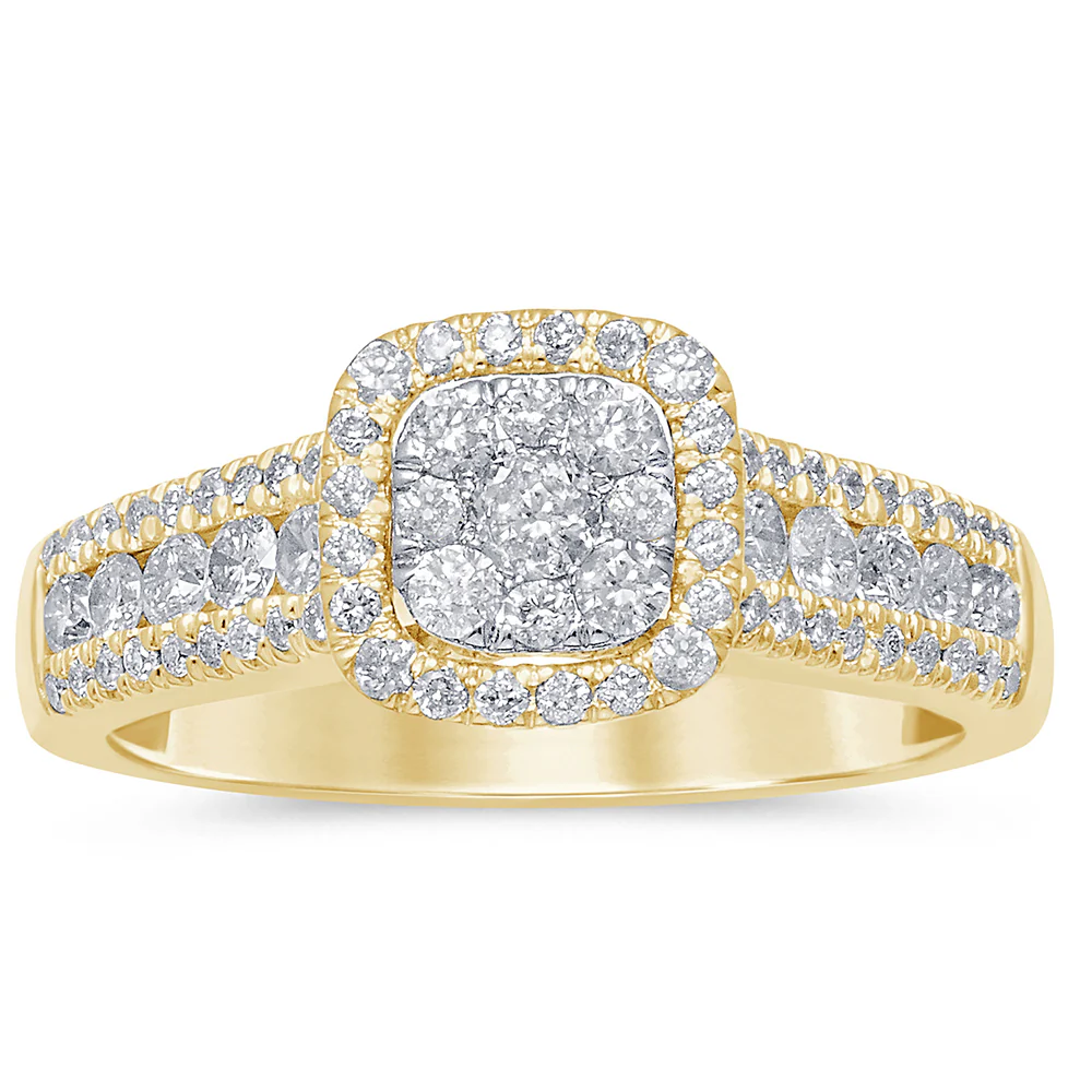 <span>DIAMOND CLOSEOUT! </span> .95ct 14k Yellow Gold Square Diamond Engagement Ring Size 6.5