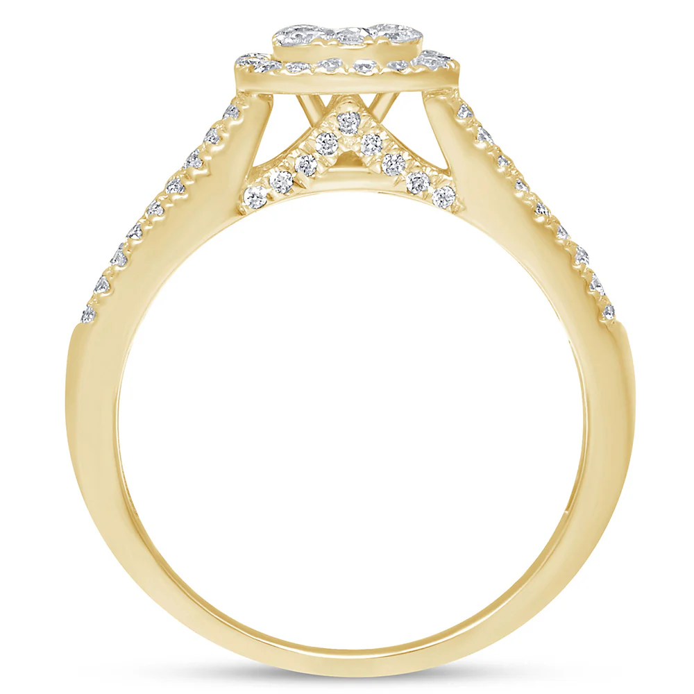 <span>DIAMOND CLOSEOUT! </span> .95ct 14k Yellow Gold Square Diamond Engagement Ring Size 6.5 - Image 2
