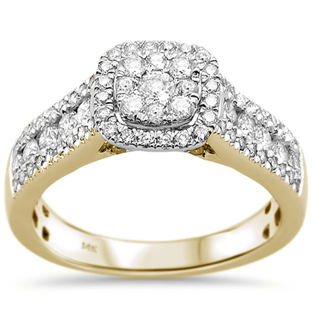 <span>DIAMOND CLOSEOUT! </span> .95ct 14k Yellow Gold Square Diamond Engagement Ring Size 6.5 - Image 3
