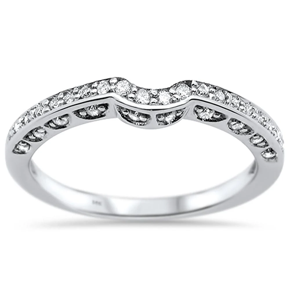 <span>DIAMOND CLOSEOUT! </span> .19ct 14k White Gold Diamond Accent Wedding Band Ring Size 6.5