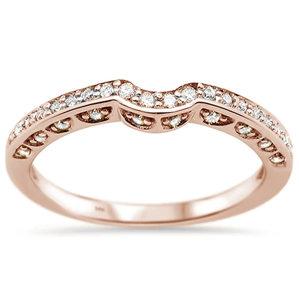 <span>DIAMOND CLOSEOUT! </span>.22ct 14k Rose Gold Diamond Curved Accent Anniversary Wedding Band Ring