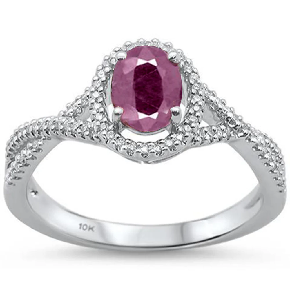 <span>DIAMOND CLOSEOUT! </span>1.22ct 10K White Gold Ruby & Diamond Ring Size 6.5