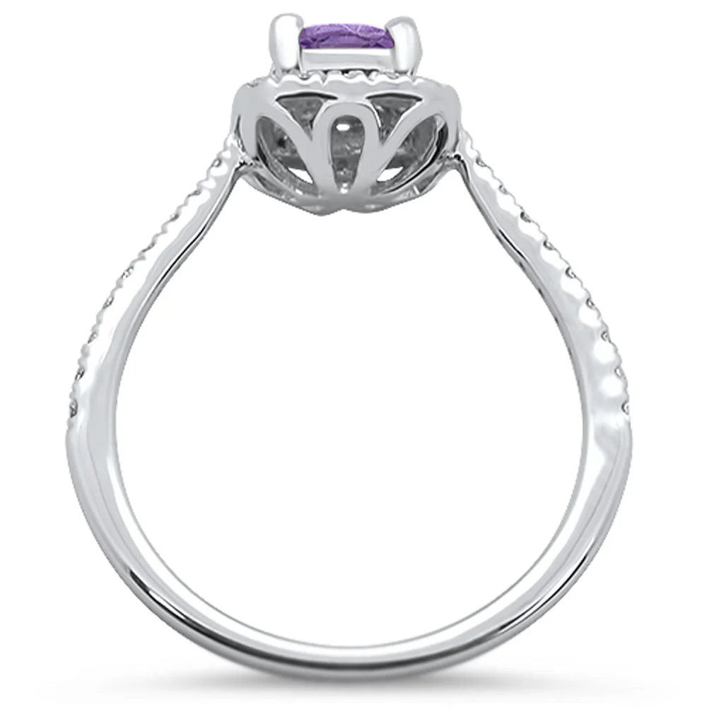 <span>GEMSTONE CLOSEOUT </span>! 0.73cts 10k White gold Cushion Amethyst Diamond Ring Size 6.5 - Image 2