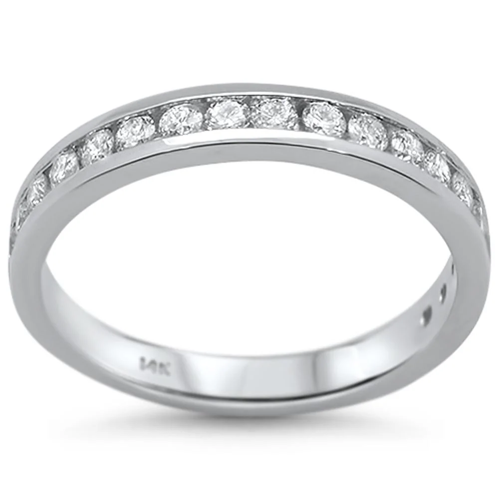 <span style="color:purple">SPECIAL!</span> .49ct 14kt White Gold Diamond Band Ring Size 6.5