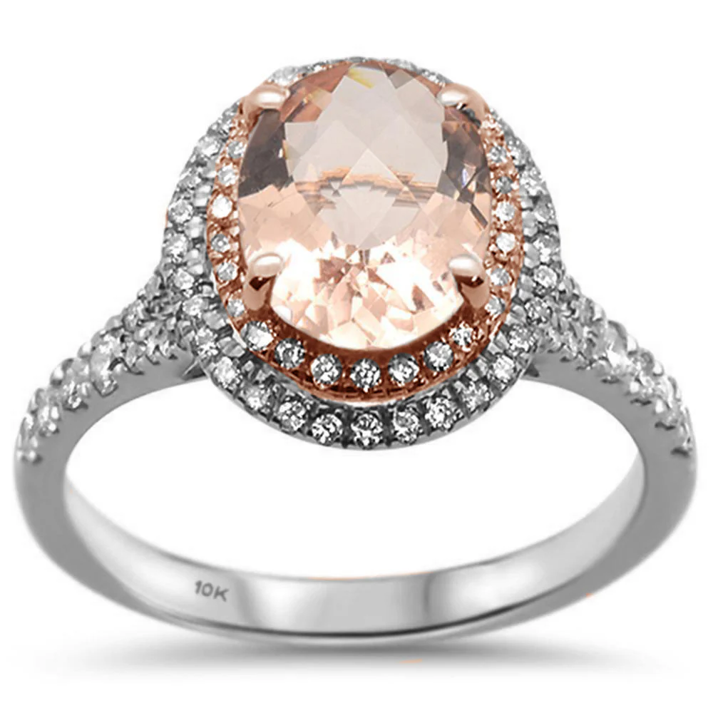 <span>GEMSTONE CLOSEOUT! </span> 1.94ct 10k Two Tone Gold Oval Morganite & Diamond Ring