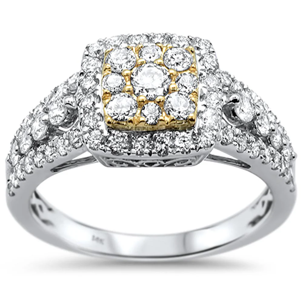 <span>DIAMOND CLOSEOUT! </span> 1.10ct 14k Two Tone Gold Engagement Diamond Ring Size 6.5