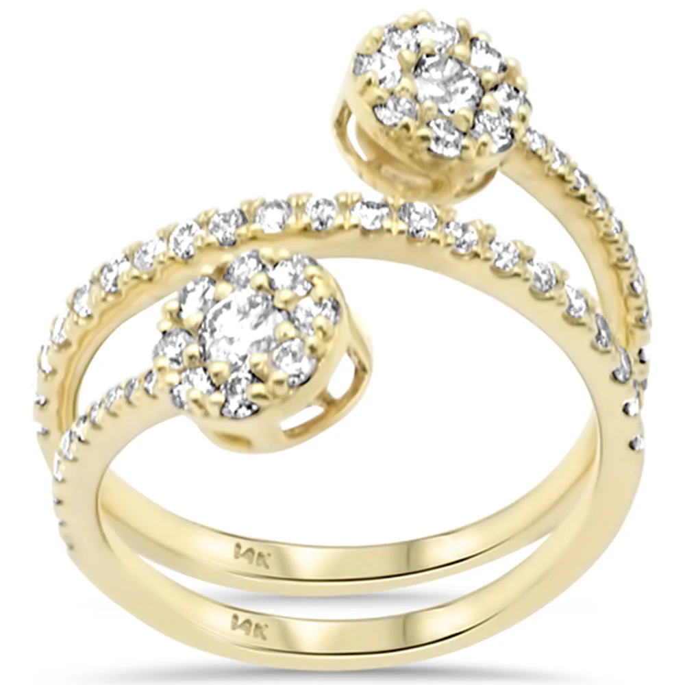<span style="color:purple">SPECIAL!</span> .90ct G SI 14K Yellow Gold Diamond Round Shape Wrap Around Ring Size 6.5