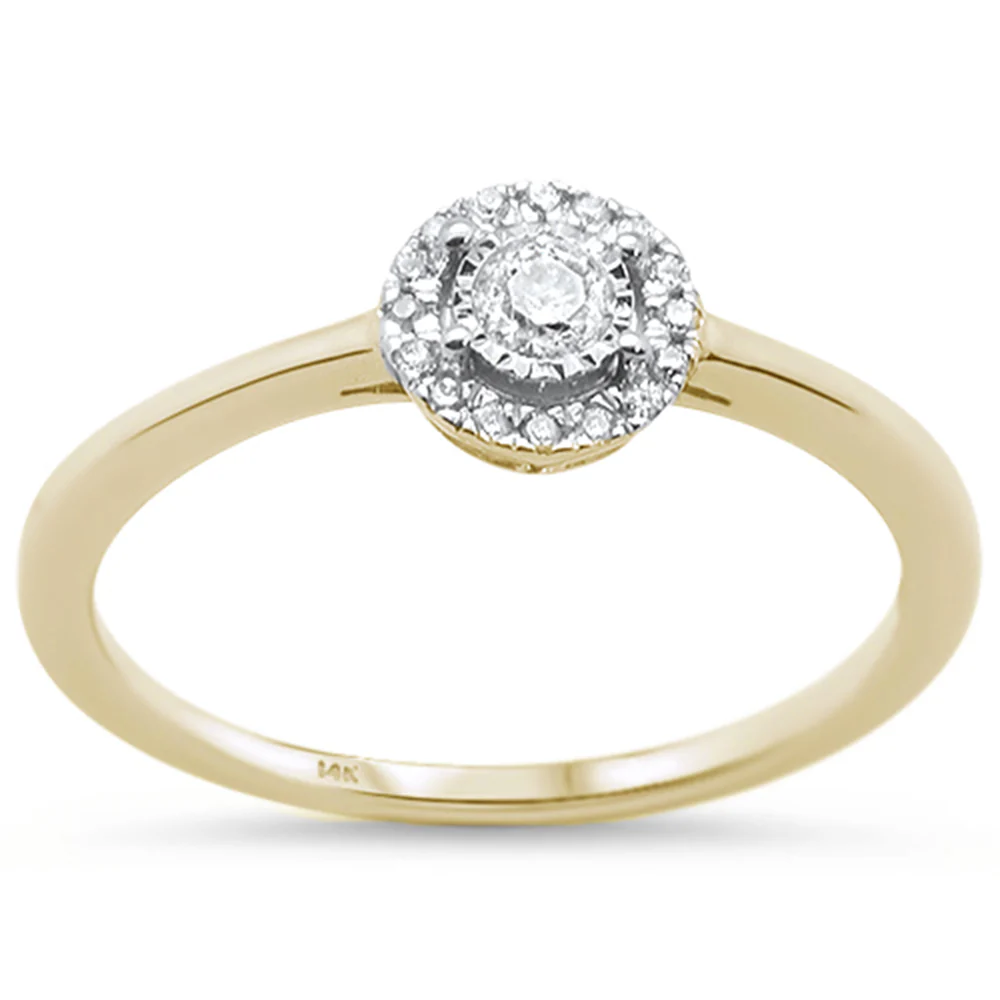 <span>DIAMOND CLOSEOUT! </span>.16ct 14KT Yellow Gold Round Promise Engagement Diamond Ring Size 6.5