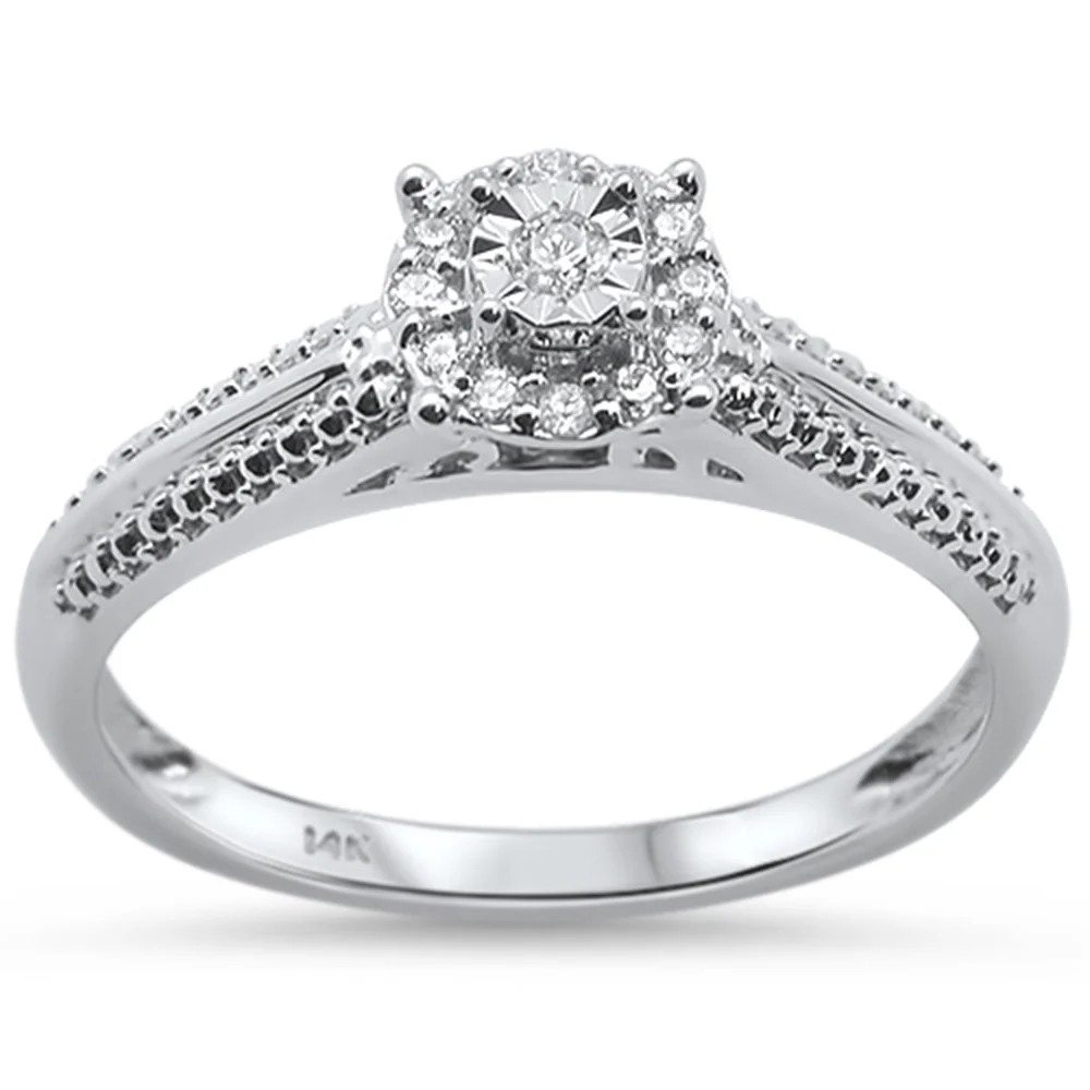 <span>DIAMOND CLOSEOUT! </span>.10ct 14KT White Gold Round Diamond Solitaire Ring Size 6.5
