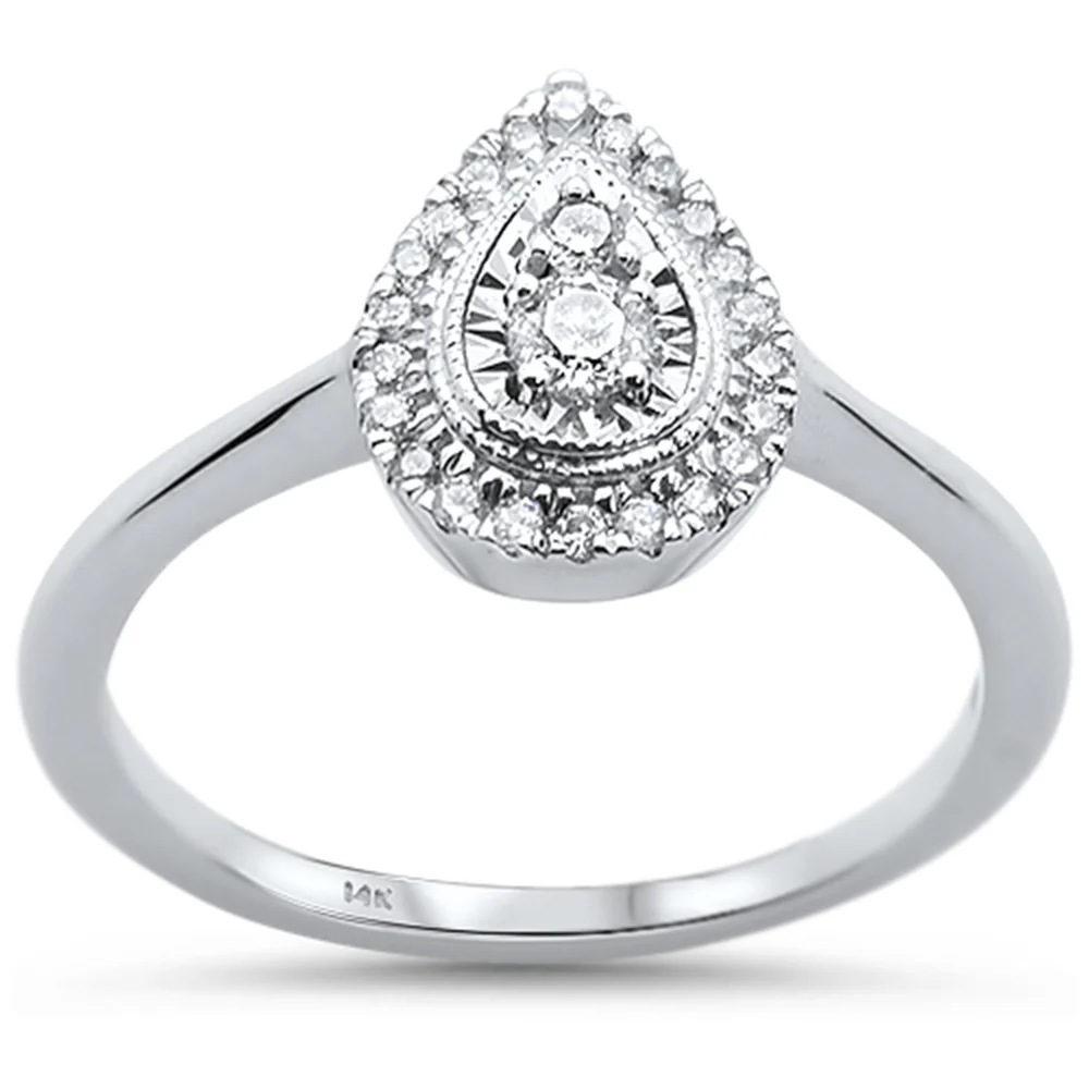 <span>DIAMOND CLOSEOUT! </span>.20ct 14KT White Gold Pear Shaped Diamond Solitaire Ring Size 6.5