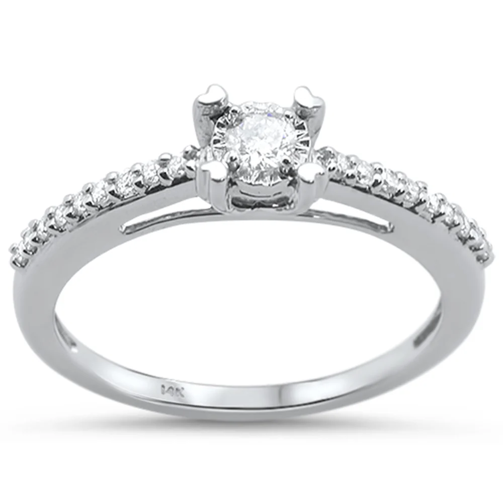 <span>DIAMOND CLOSEOUT! </span>.22ct 14KT White Gold Diamond Round Solitaire Engagement Ring Size 6.5