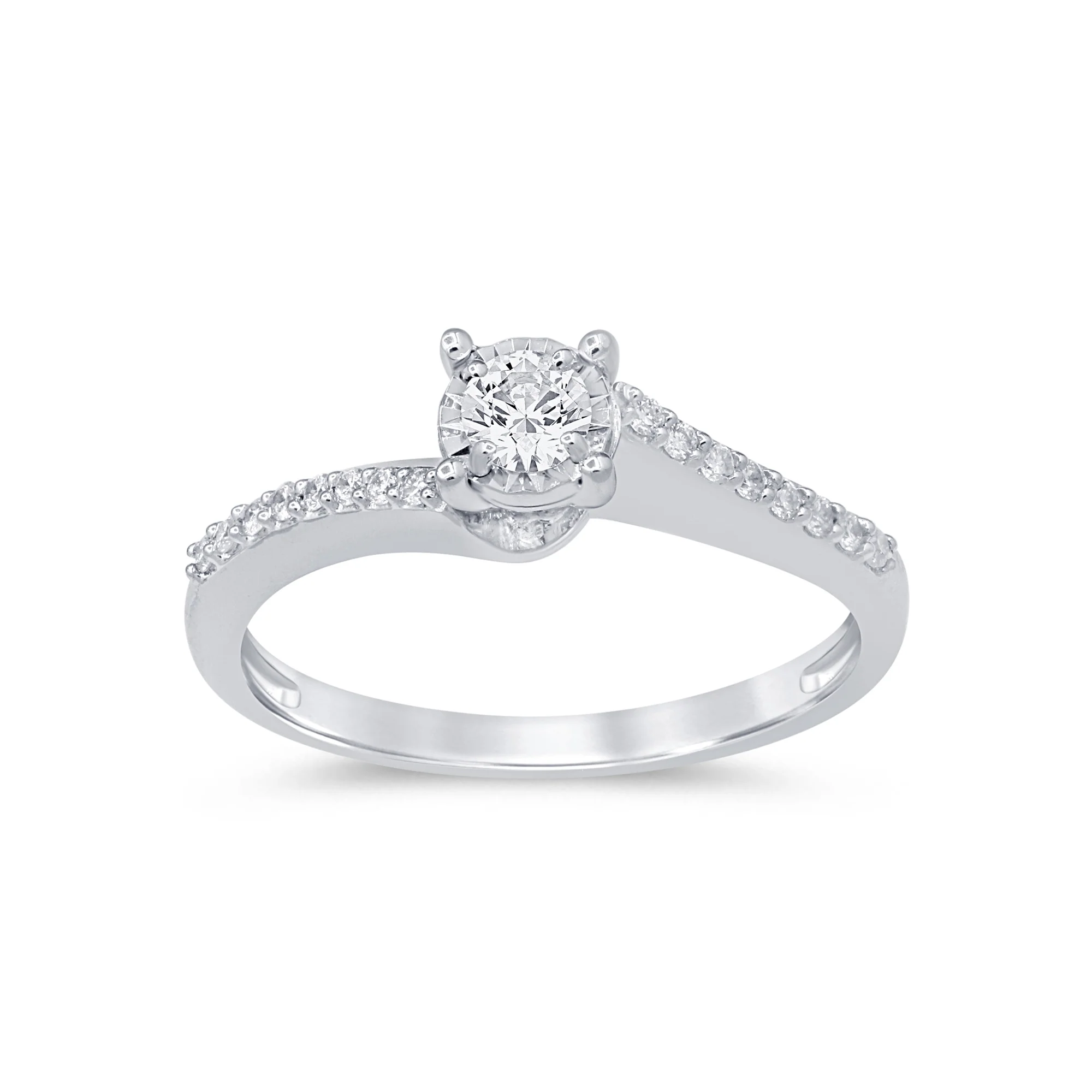 <span style="color:purple">SPECIAL!</span> .25ct 14KT White Gold Round Diamond Ring Size 6.5