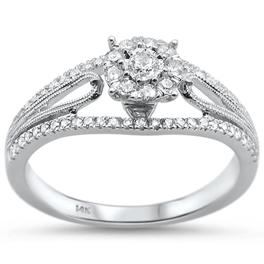 <span>DIAMOND CLOSEOUT! </span> .36ct 14KT White Gold Round Diamond Ring Size 6.5