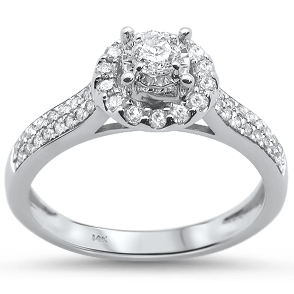 <span style="color:purple">SPECIAL!</span> .54ct 14KT White Gold Diamond Engagement Ring Size 6.5