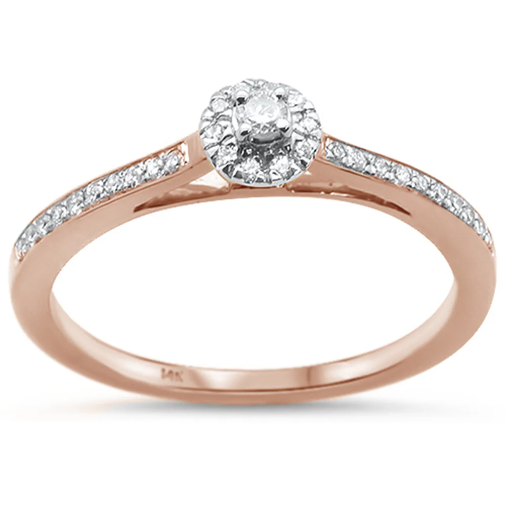 <span>DIAMOND CLOSEOUT! </span>.17ct 14KT Rose Gold Round Promise Diamond Ring Size 6.5