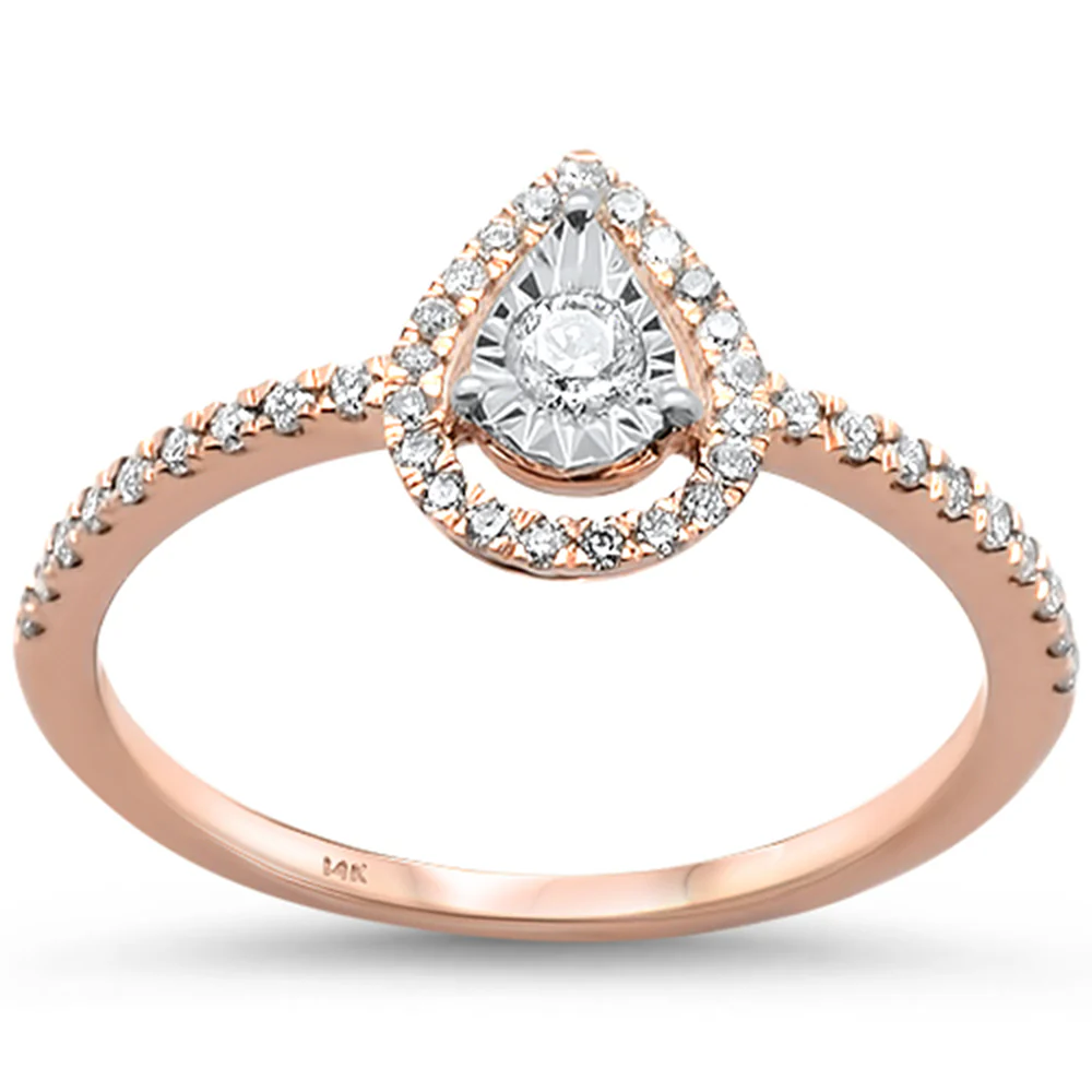 <span>DIAMOND CLOSEOUT! </span>.25ct 14KT Rose Gold Pear Shaped Diamond Ring Size 6.5